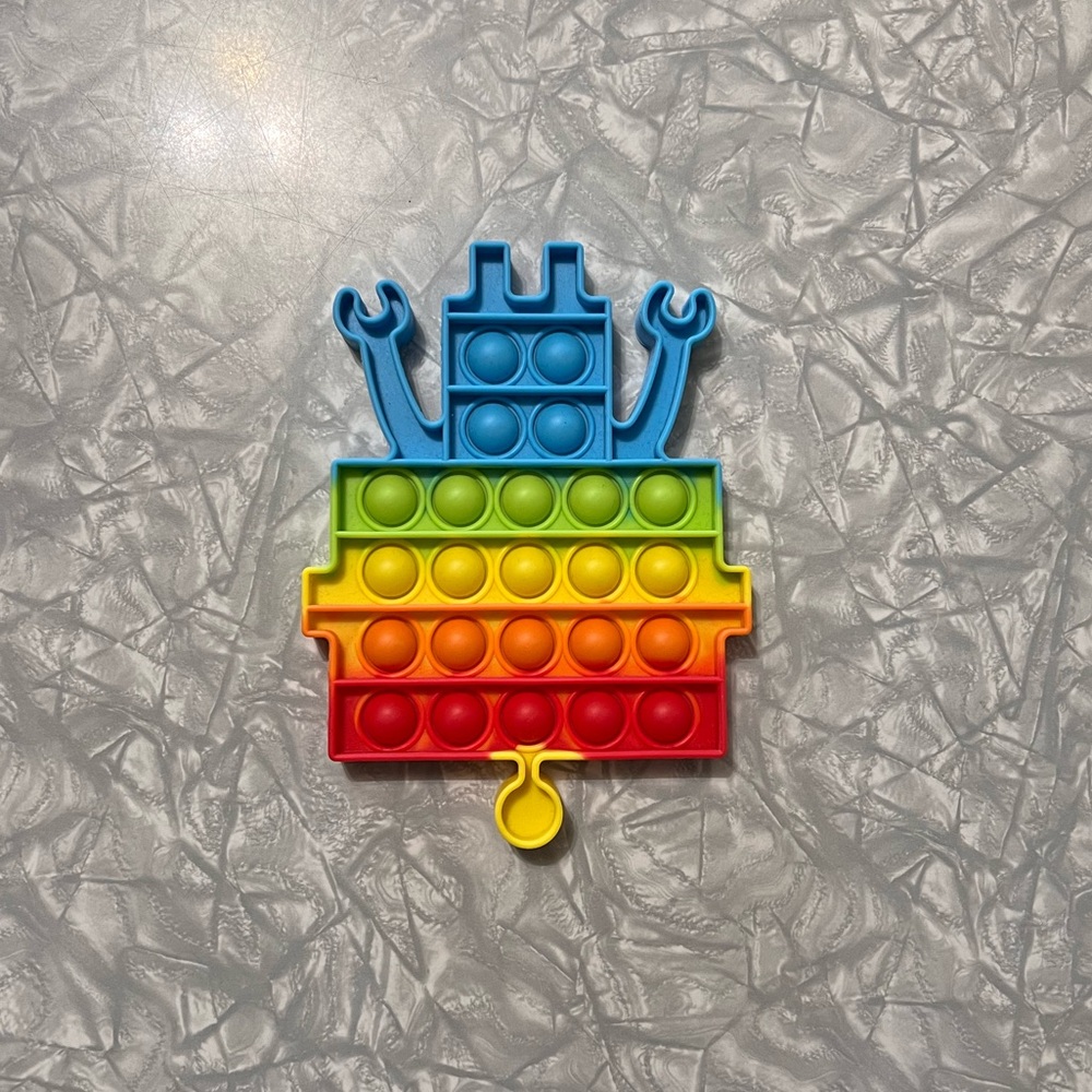 Push Bubble Pop Fidget Toy, Robot, Rainbow colors